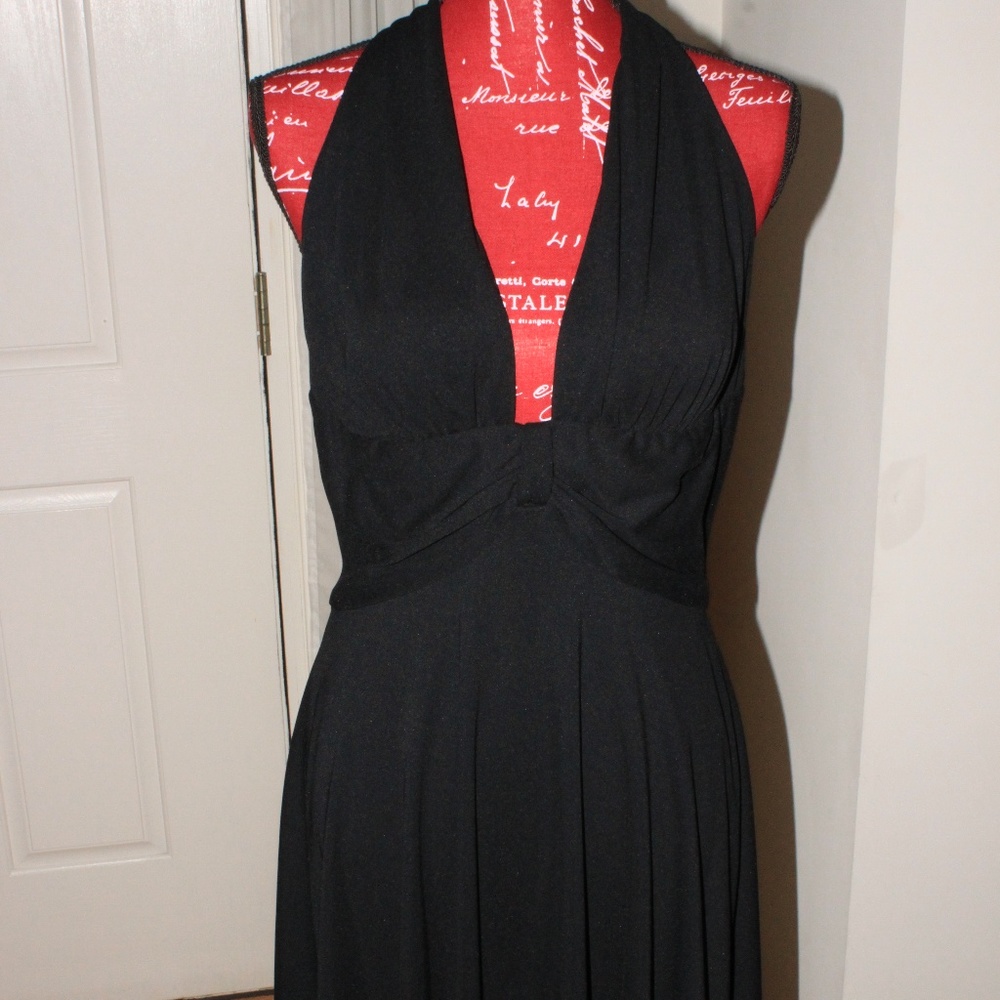 Black V-neck Dress
